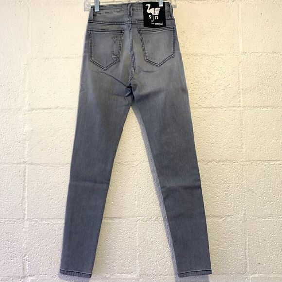 NWT Sandrine Rose x Free People High Waisted Skinny Jeans in Light Black 24 - Picture 8 of 8